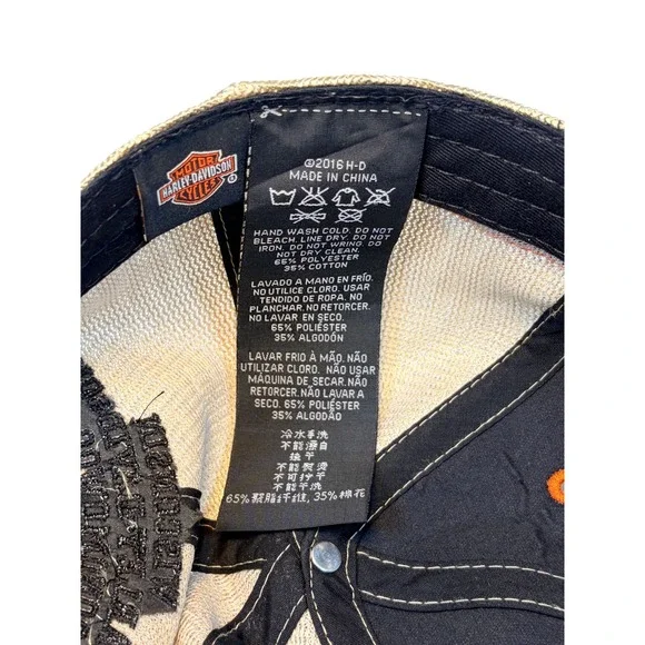 Harley-Davidson Hat Oconomowoc WI Wisconsin Mesh Trucker Cap Black Gold Orange - Picture 9 of 9